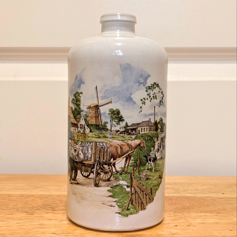 Vintage MKM Max Kruger 0.7L Stoneware Bols Bottle with Windmill